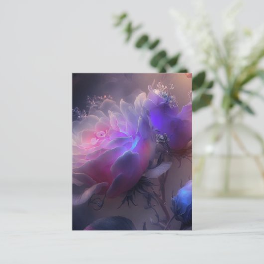 roze iriserende Rozen Briefkaart (Staand voorkant)