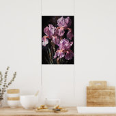 Roze Irissen Bloemenkunst Print Poster (Keuken)