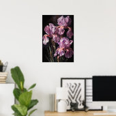 Roze Irissen Bloemenkunst Print Poster (Thuiskantoor)