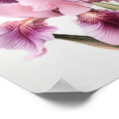 Roze Irissen Bloemenkunst Print Poster (Hoek)