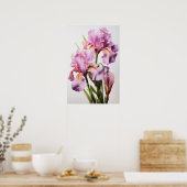 Roze Irissen Bloemenkunst Print Poster (Keuken)