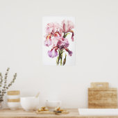 Roze Irissen Bloemenkunst Print Poster (Keuken)