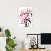 Roze Irissen Bloemenkunst Print Poster (Thuiskantoor)