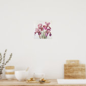 Roze Irissen Bloemenkunst Print Poster (Keuken)
