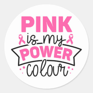 Roze Is Mijn Kracht Kleur Borstkanker Bewustzijn Ronde Sticker