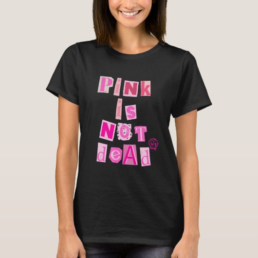 Roze is niet dood met graffiti schedel t-shirt (Voorkant)