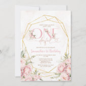 Roze Is ze niet Onederful 1e Verjaardag Bloemen Kaart (Voorkant)