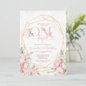 Roze Is ze niet Onederful 1e Verjaardag Bloemen Kaart (Staand voorkant)