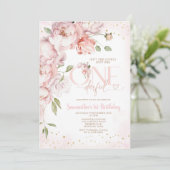 Roze Is ze niet Onederful 1e Verjaardag Bloemen Kaart (Staand voorkant)