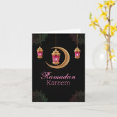 Roze islamitische lamp Eid Mubarak Kaart (Gele Bloem)