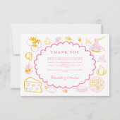 Roze Italiaans eten bruiloft schets Bedankkaart (Voorkant)