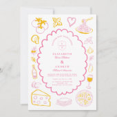 Roze Italiaans eten bruiloft schets Kaart (Voorkant)