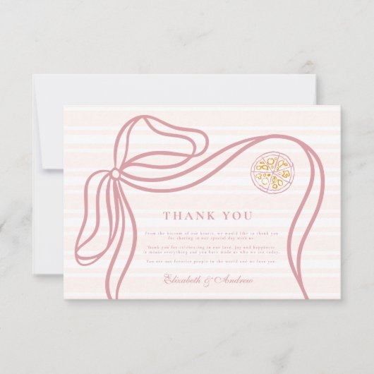 Roze Italiaans eten schets bruiloft Bedankkaart (Voorkant)