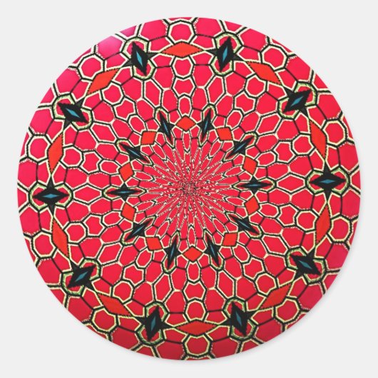 Roze Italiaans Mozaïek Mandala Disc Ronde Sticker (Voorkant)