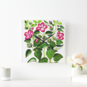 Roze Italiaanse Hibiscus-bloemen,  gedrukt Vierkante Klok (Huis)