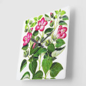 Roze Italiaanse Hibiscus-bloemen,  gedrukt Vierkante Klok (Hoek)