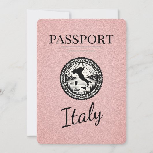 Roze Italië Paspoort Save The Date (Voorkant)