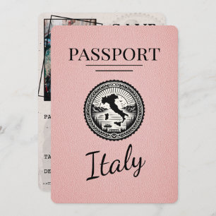 Roze Italië Paspoort Save The Date