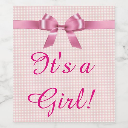Roze "It's a Girl" Wijnflesetiketten Wijn Etiket (Enkel label)