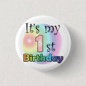 Roze It's my 1st Birthday Ronde Button 3,2 Cm (Voorkant)