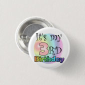 Roze It's my 3rd Birthday Ronde Button 3,2 Cm (Voorkant /achterkant)