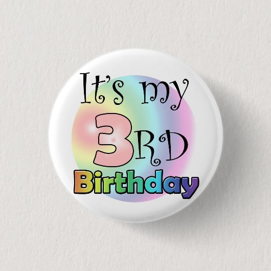Roze It's my 3rd Birthday Ronde Button 3,2 Cm (Voorkant)