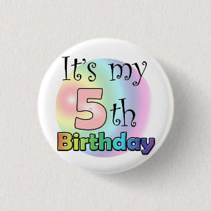 Roze It's my 5th Birthday Ronde Button 3,2 Cm