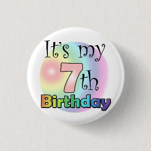 Roze It's my 7th Birthday Ronde Button 3,2 Cm