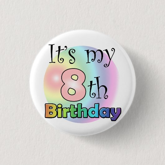 Roze It's my 8th Birthday Ronde Button 3,2 Cm (Voorkant)