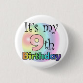 Roze It's my 9th Birthday Ronde Button 3,2 Cm (Voorkant)