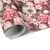 Roze & Ivoor Bloemmix Cadeaupapier (Rol Hoek)