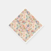  roze ivoor - bruine waterverf rustige floraal servet (Hoek)