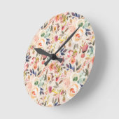  roze ivoor - bruine waterverf rustige florale  ronde klok (Hoek)