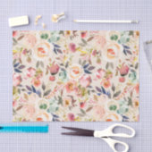  roze ivoor - bruine waterverf rustige florale  tissuepapier (Craft)