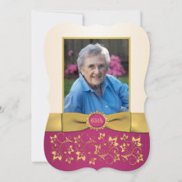 Roze, Ivoor, Gouden 65ste foto Verjaardag Uitnodig Kaart