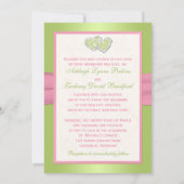 Roze ivoor Groen Gevoegd Geheime Monogramuitnodigi Kaart (Achterkant)