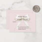 Roze ivoor lint reactie RSVP Notitiekaartje (Voorkant / Achterkant in situ)