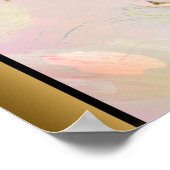 Roze Ivoor Marmeren Steen/Zwart Gouden Rand Art Poster (Hoek)