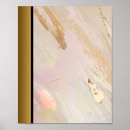 Roze Ivoor Marmeren Steen/Zwart Gouden Rand Art Poster