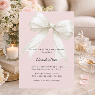 Roze ivoor parels meisje Baby Shower Kaart
