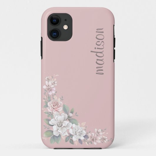  roze & ivoor Rozen Bloemen Case-Mate iPhone Case (Achterkant)