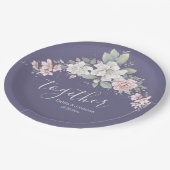 Roze & Ivoor Rozen Bloemen "Samen" Papieren Bordje (Gekanteld)