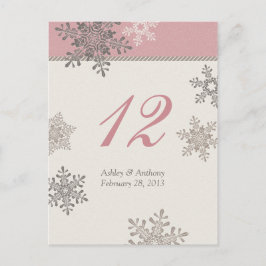 Roze Ivoor Sneeuwvlok Winter Tafel Kaart