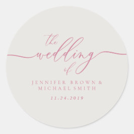 Roze Ivoorkleurig Trouw Typografisch Ronde Sticker