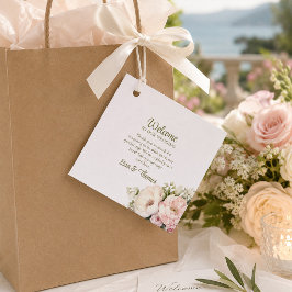 Roze & Ivoorkleurige Pioen Trouw Welkomst Cadeauta Bedankjes Labels