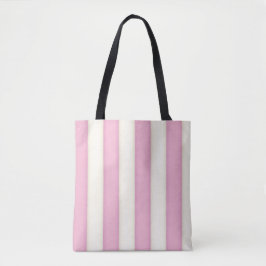 Roze & Ivoorkleurige Victoriaanse Strepen Elegant Tote Bag
