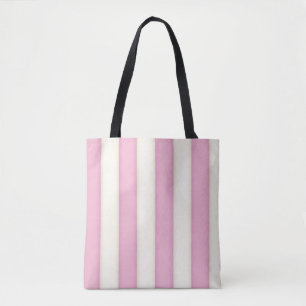 Roze & Ivoorkleurige Victoriaanse Strepen Elegant Tote Bag