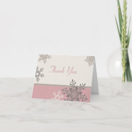 Roze Ivoorsneeuwvlok Winter Bruiloft Dankkaart Bedankkaart