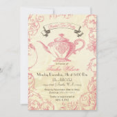 Roze ivoren Rozen  Bridal Tea Invites Kaart (Voorkant)