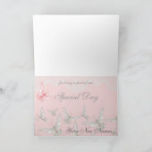 Roze & Ivoren Vlinders en Kant Dank U Bedankkaart (Binnen)